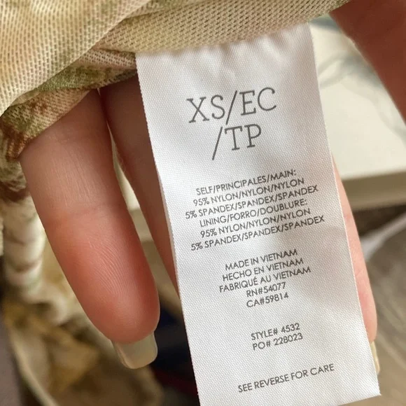 CAbi Cream and Brown Patterned Ruffle Blouse - Picture 8 of 9